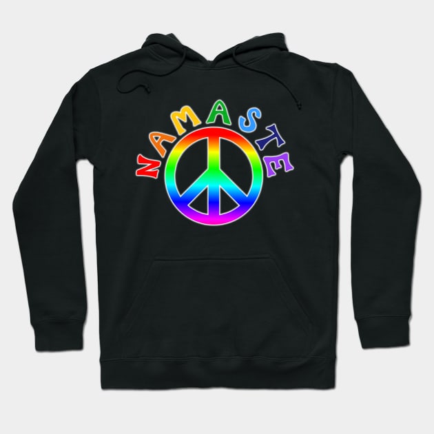 Namaste Rainbow Pride Peace Sign Hoodie by Art by Deborah Camp